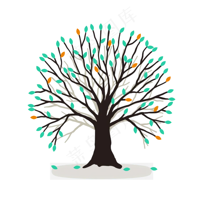 彩色树剪影,免抠元素(3000*3000px 300 dpi )cdr矢量模版下载