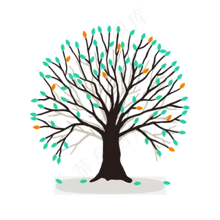 彩色树剪影,免抠元素
