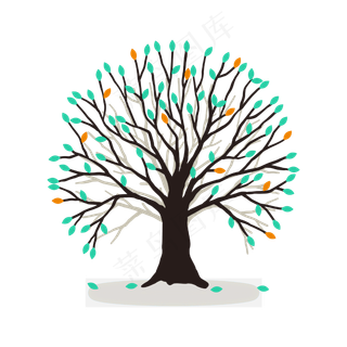 彩色树剪影,免抠元素