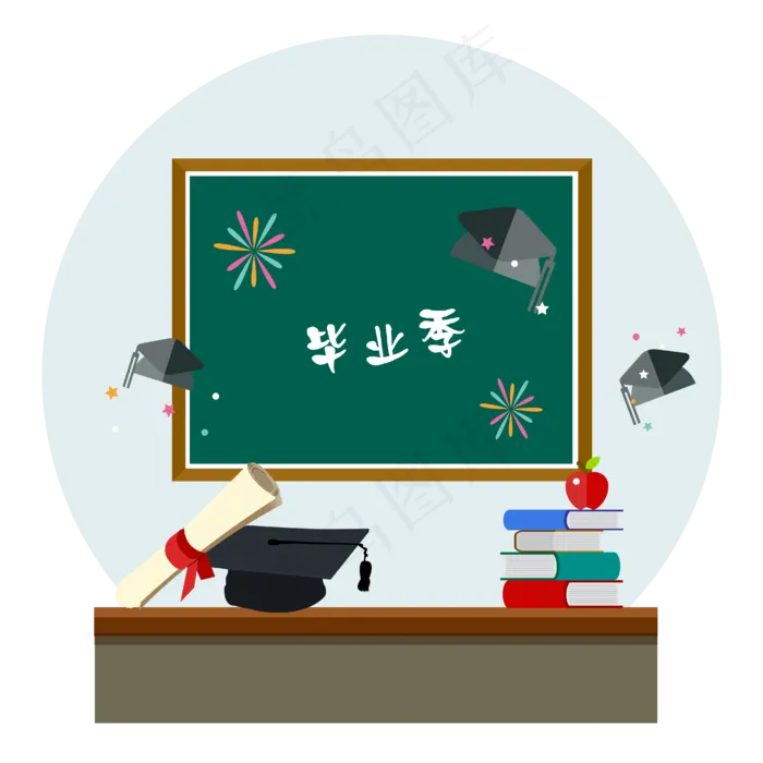 毕业季学士帽卡通讲台黑板,免抠元素