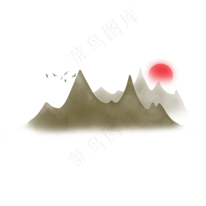 中国风水墨山(2000X2000(DPI:150))psd模版下载