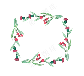 水彩花朵鲜花花环