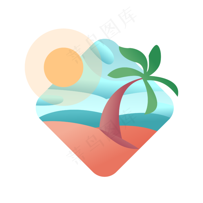 矢量手绘风景山脉