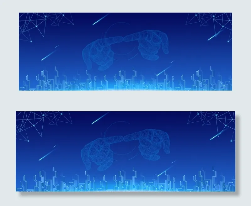 科技科幻前卫商务粒子线条手指流星网深蓝色