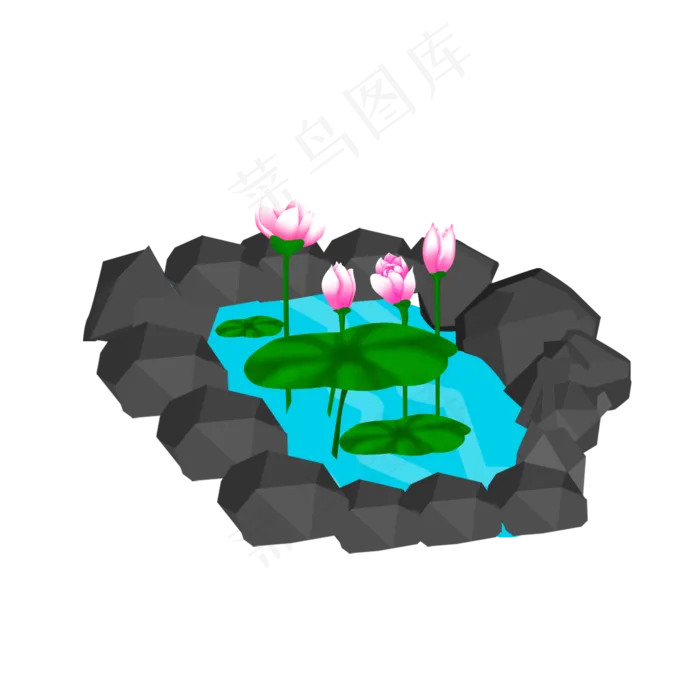 手绘卡通粉色荷花(2000X2000(DPI:300))psd模版下载