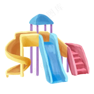 儿童节彩色蜡笔滑滑梯游乐场电商,免抠元素