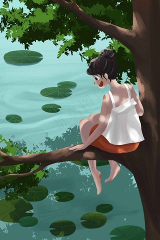 夏天夏季女孩小暑夏至大暑节气小清新