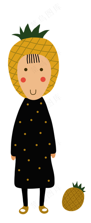 夏季水果菠萝卡通人物png矢量图
