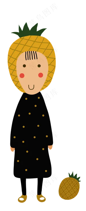 夏季水果菠萝卡通人物png矢量图
