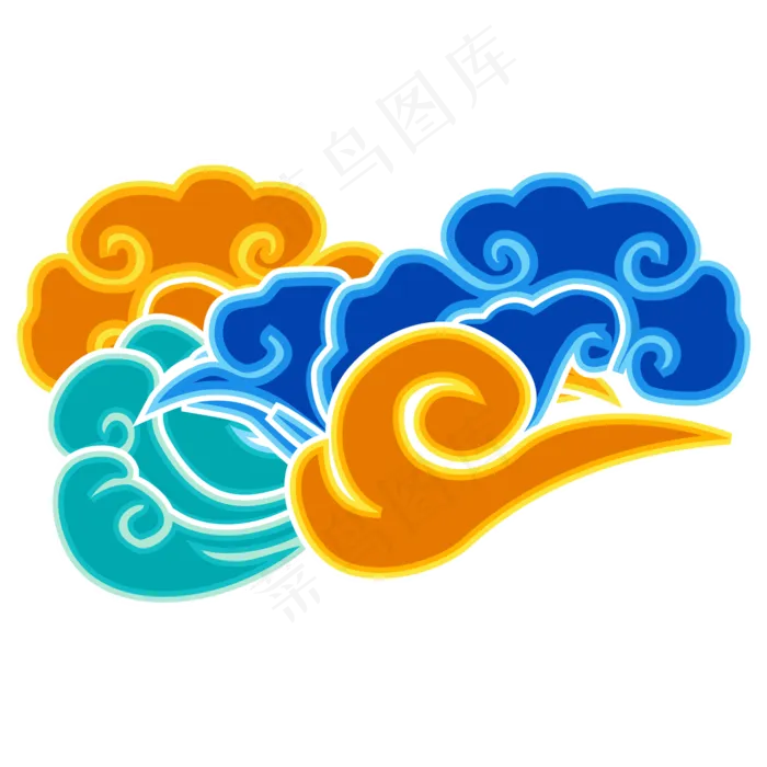中国风七彩祥云(2000*2000px 300 dpi )ai矢量模版下载