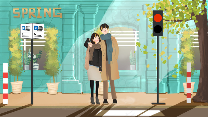 情人节过街情侣逛街(2880X1620(DPI:300))psd模版下载