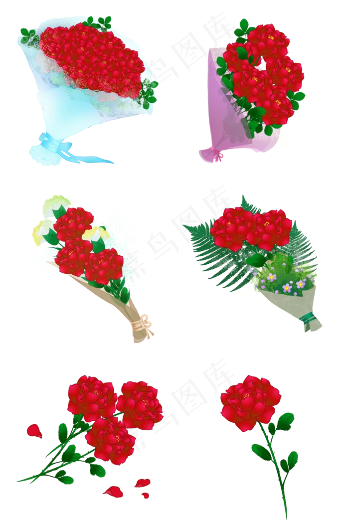 节日七夕玫瑰花束合集(2000X3020(DPI:300))psd模版下载