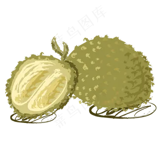 商用手绘矢量扁平化热带水果榴莲