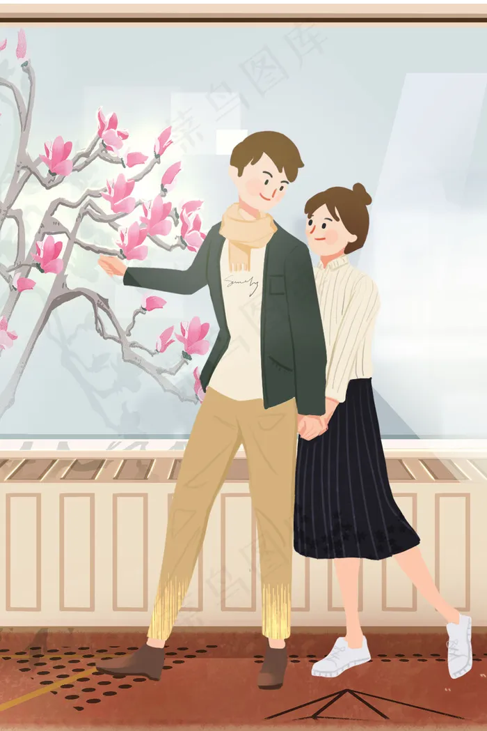 春天情侣室内玉兰花(3545X5315(DPI:300))psd模版下载