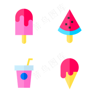 夏季暑假美味饮品相关图标