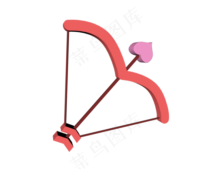 c4d红色弓箭插画,免抠元素