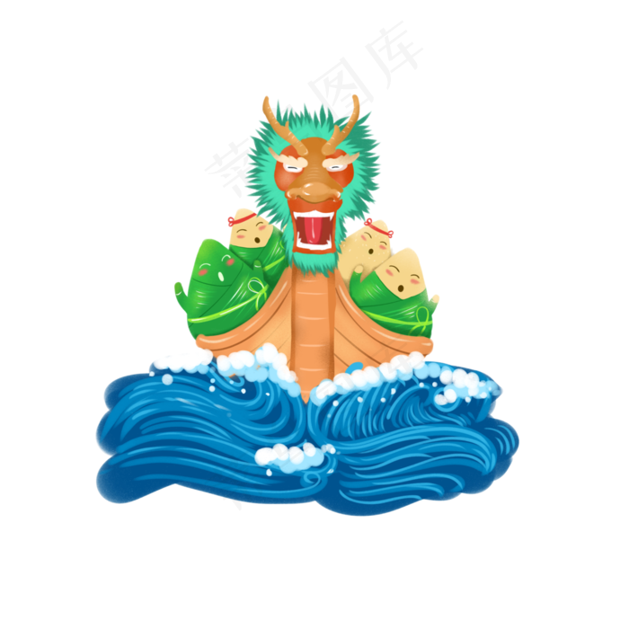 端午节粽子龙舟卡通风格