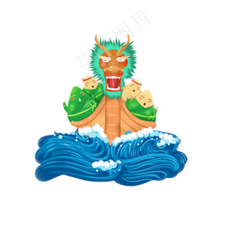 端午节粽子龙舟卡通风格