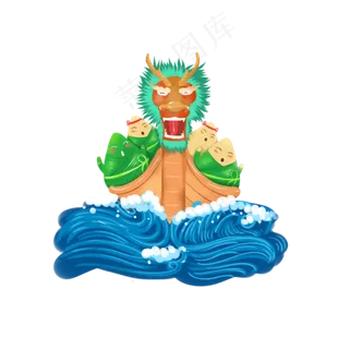 端午节粽子龙舟卡通风格