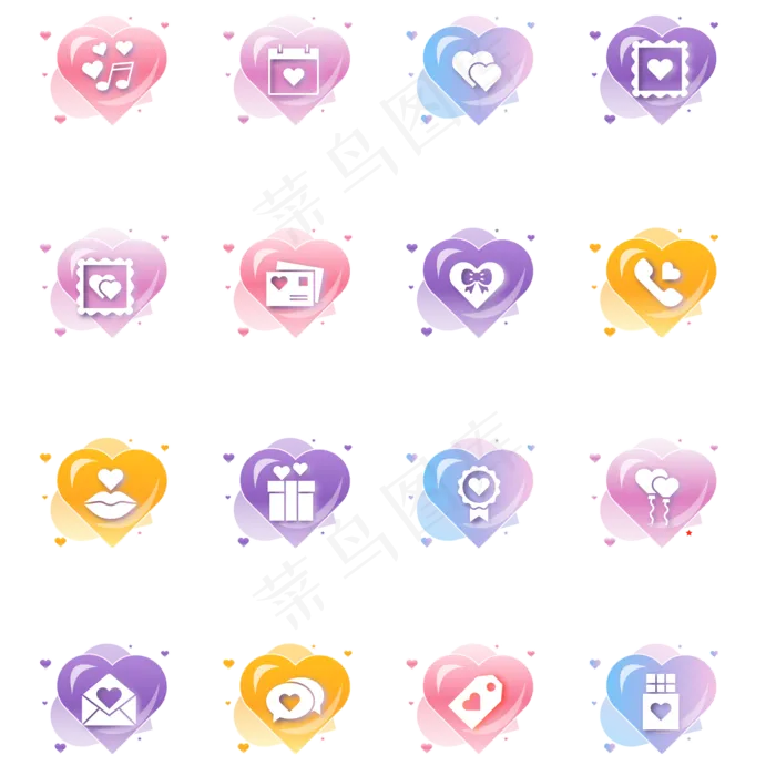 情人节渐变图标(2000*2000px 300 dpi )ai矢量模版下载