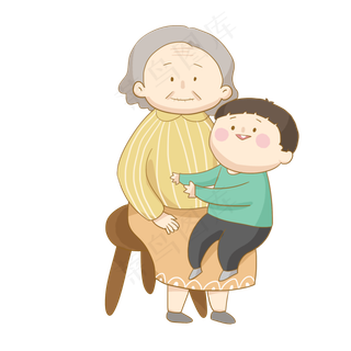 重阳节奶奶孙子祖孙情免抠PNG素材