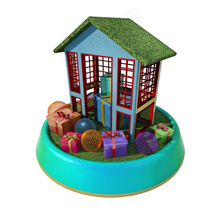 儿童节装饰小屋png图(2000X2000(DPI:300))psd模版下载