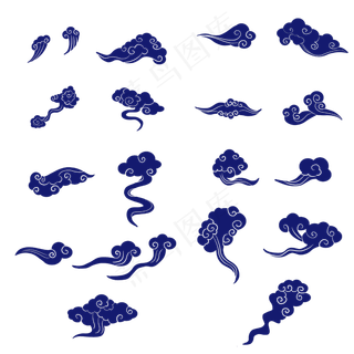 冷色调藏青色祥云