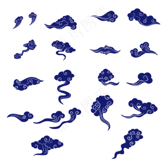 冷色调藏青色祥云