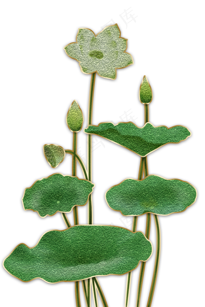 珐琅彩荷花荷叶装饰画(4500X6750(DPI:200))psd模版下载