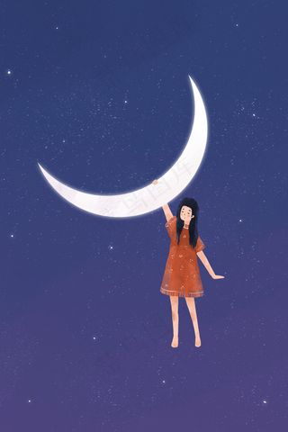 冷淡风主题之挂在月亮上的女孩