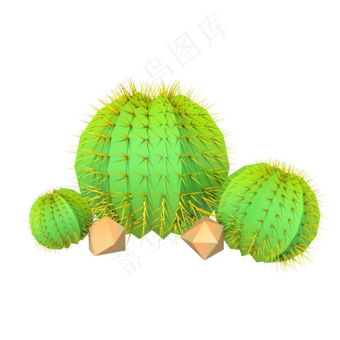 仙人掌仙人球植物简约卡通3D立体�,免抠元素(1024*1369px 72 dpi )psd模版下载