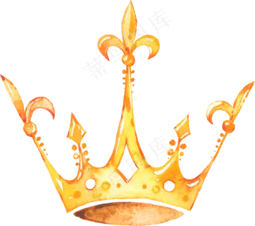 水彩手绘公主金色皇冠