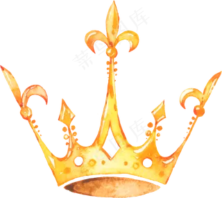 水彩手绘公主金色皇冠
