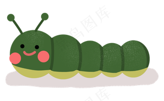 虫子绿毛毛虫卡通可爱动物,免抠元素