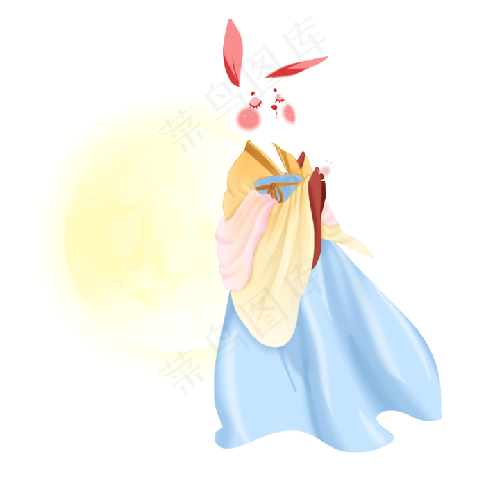 中秋穿汉服的玉兔(2000X2000(DPI:300))psd模版下载