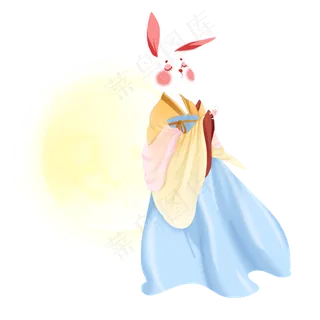 中秋穿汉服的玉兔