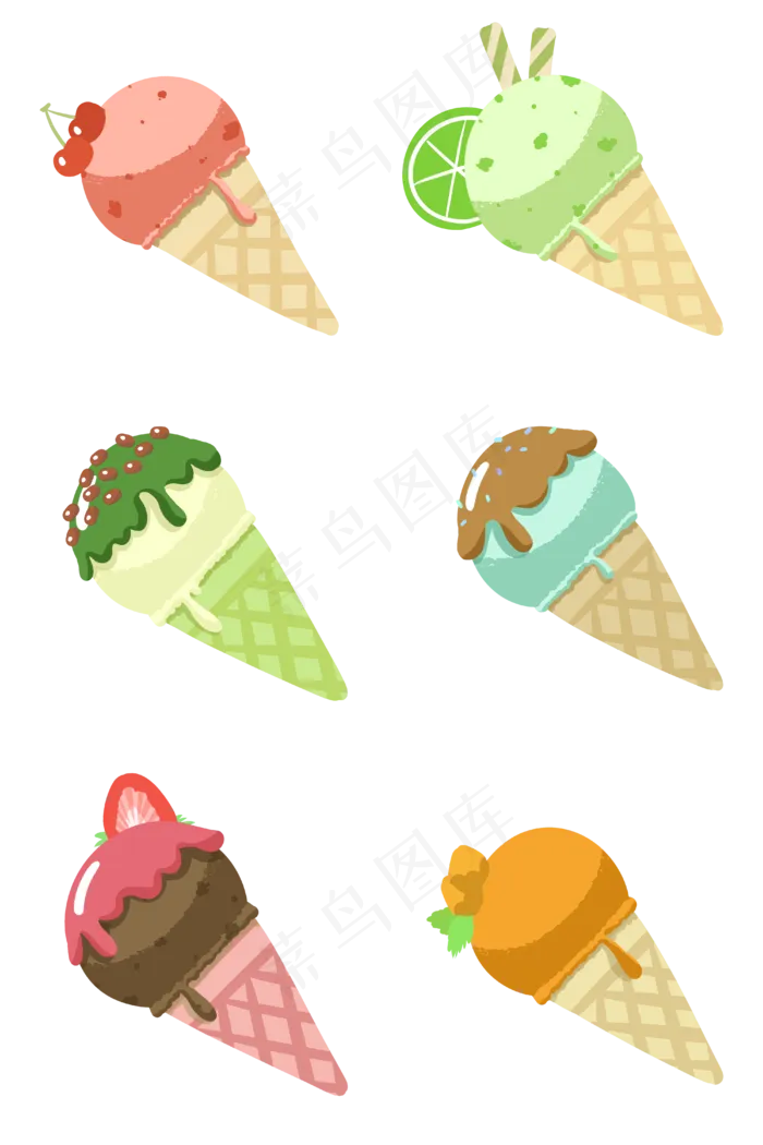 夏季冰激凌PNG套图(4000X6000(DPI:762))psd模版下载