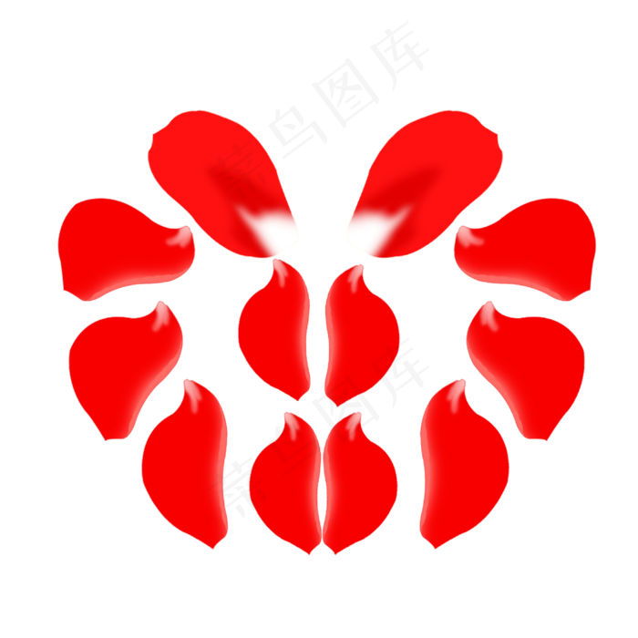 红色的玫瑰花瓣组成的形状
