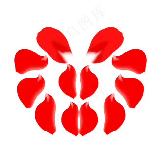 红色的玫瑰花瓣组成的形状