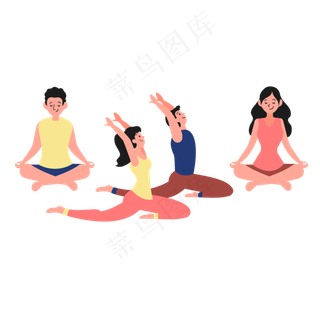 可爱扁平简约瑜伽打坐人物素材