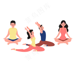 可爱扁平简约瑜伽打坐人物素材