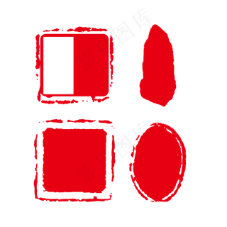 传统红色印章边框,免抠元素