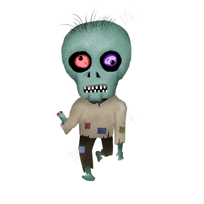 万圣节僵尸绿色手绘,免抠元素