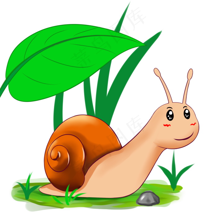 春天可爱的蜗牛插画,免抠元素