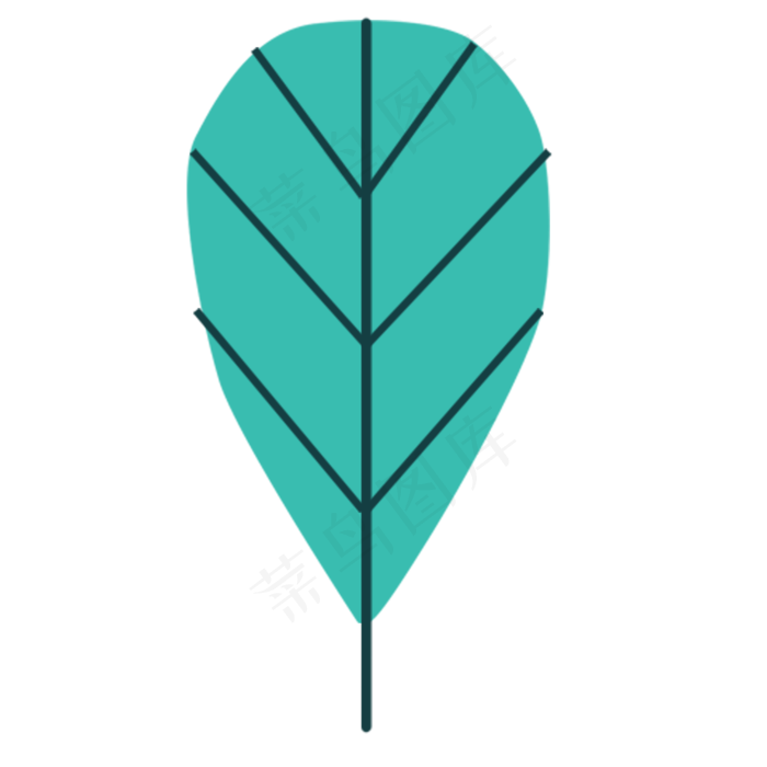 蓝色泪滴形状的卡通叶子