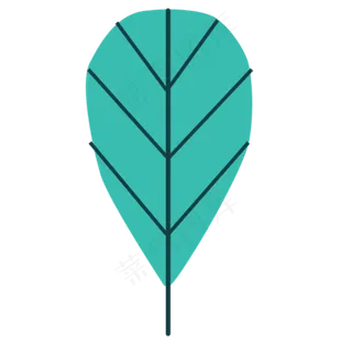蓝色泪滴形状的卡通叶子