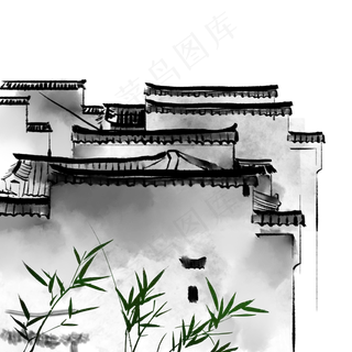 徽州水墨房子,免抠元素