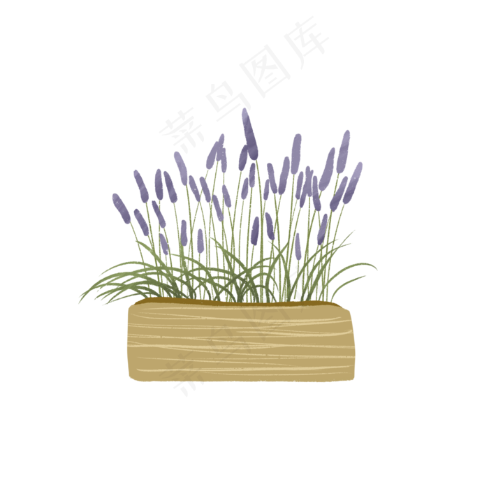 手绘小清新紫花卡通素材