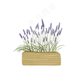 手绘小清新紫花卡通素材