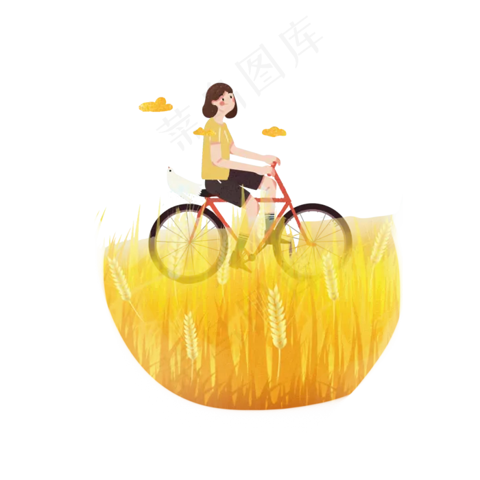 芒种小女孩骑车穿梭在麦田素材(2000X2000(DPI:300))psd模版下载